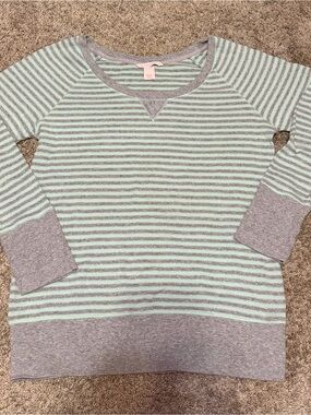Victoria Secret Grey & Mint Thermal Waffle Sleep Top Size L